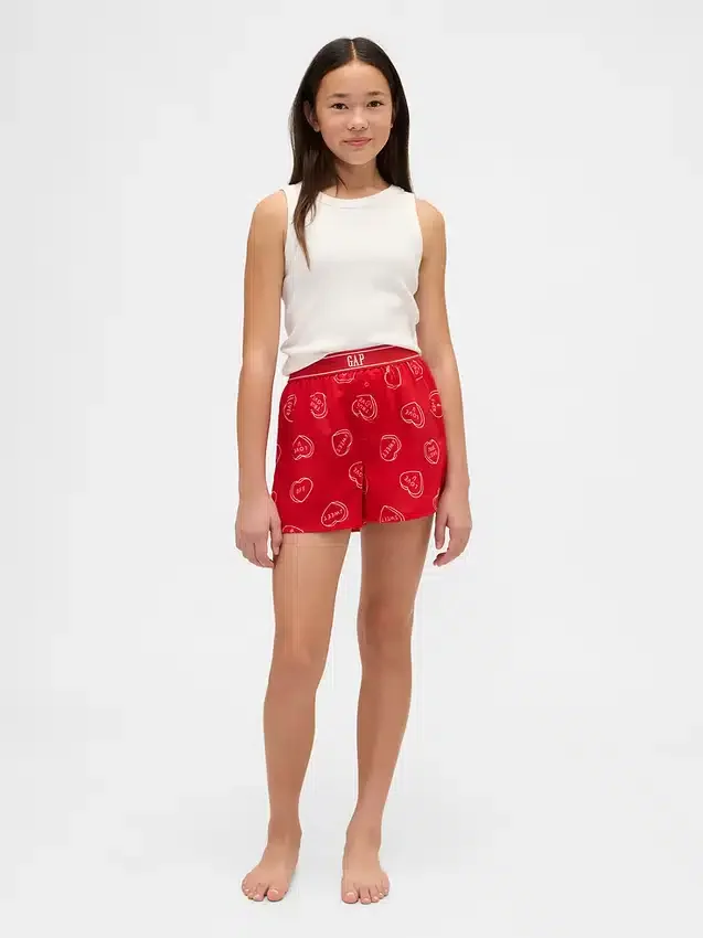 Shorts i återvunnen flanell för barn