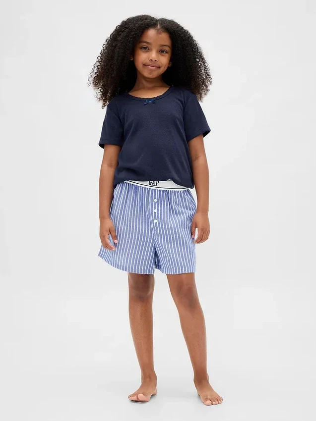 Shorts i återvunnen flanell för barn