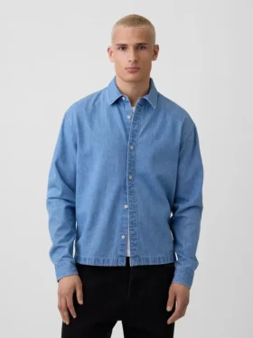 Skjorta i denim med avslappnad passform och rak nederkant