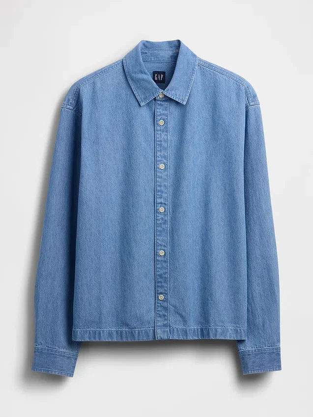 Skjorta i denim med avslappnad passform och rak nederkant