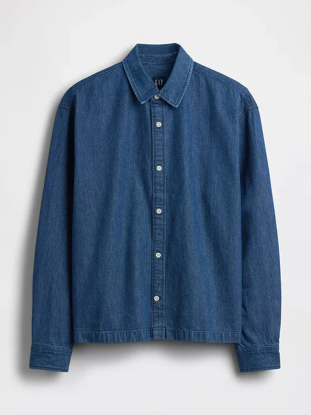 Skjorta i denim med avslappnad passform och rak nederkant
