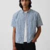 Skjorta i gingham-denim med avslappnad passform och rak nederkant