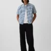 Skjorta i gingham-denim med avslappnad passform och rak nederkant