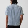 Skjorta i gingham-denim med avslappnad passform och rak nederkant