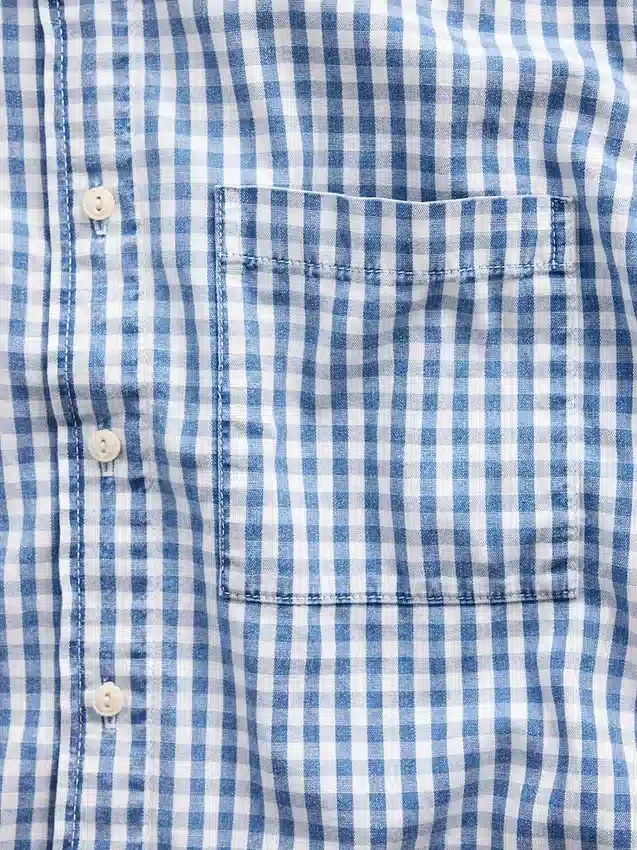 Skjorta i gingham-denim med avslappnad passform och rak nederkant