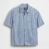 Skjorta i gingham-denim med avslappnad passform och rak nederkant