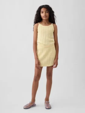 Skort i kabelstickad tröja för barn