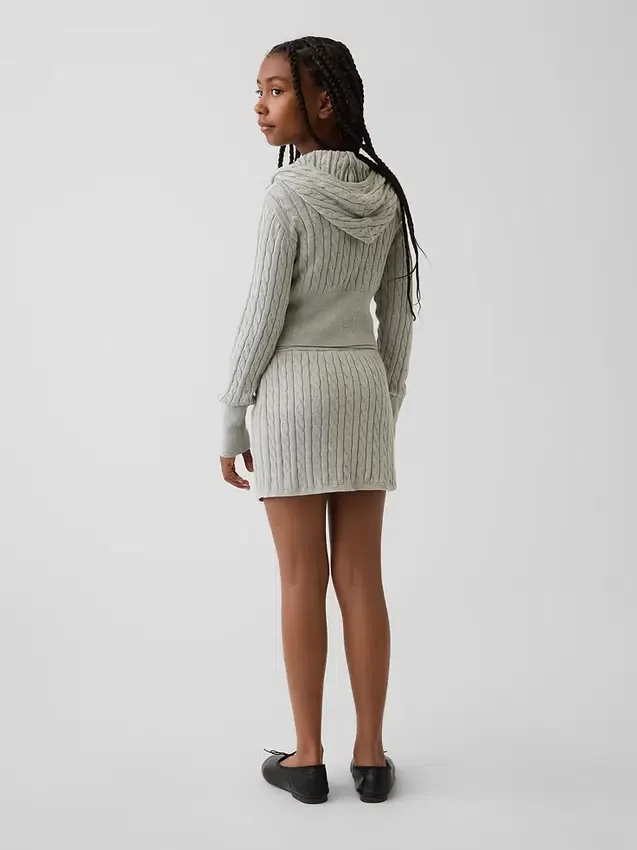 Skort i kabelstickad tröja för barn