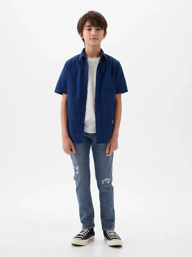 Slim-fit-Jeans för barn med riv- och lappfunktion