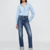 Slim Straight-jeans med hög midja och uppvikt benslut i 90-talsstil