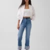 Slim Straight-jeans med hög midja och uppvikt benslut i 90-talsstil