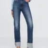 Slim Straight-jeans med hög midja och uppvikt benslut i 90-talsstil