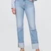 Slim Straight-jeans med hög midja och uppvikt benslut i 90-talsstil