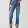 Slim Straight-jeans med hög midja och uppvikt benslut i 90-talsstil