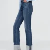Slim Straight-jeans med hög midja och uppvikt benslut i 90-talsstil