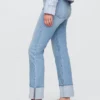 Slim Straight-jeans med hög midja och uppvikt benslut i 90-talsstil