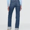 Slim Straight-jeans med hög midja och uppvikt benslut i 90-talsstil