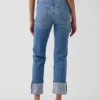 Slim Straight-jeans med hög midja och uppvikt benslut i 90-talsstil