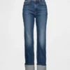 Slim Straight-jeans med hög midja och uppvikt benslut i 90-talsstil