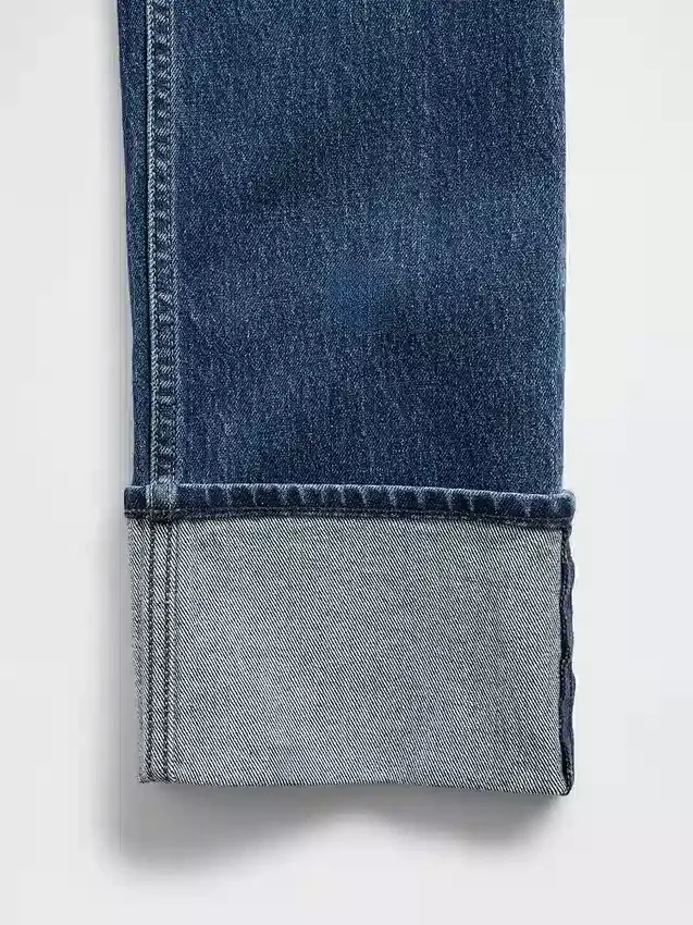 Slim Straight-jeans med hög midja och uppvikt benslut i 90-talsstil