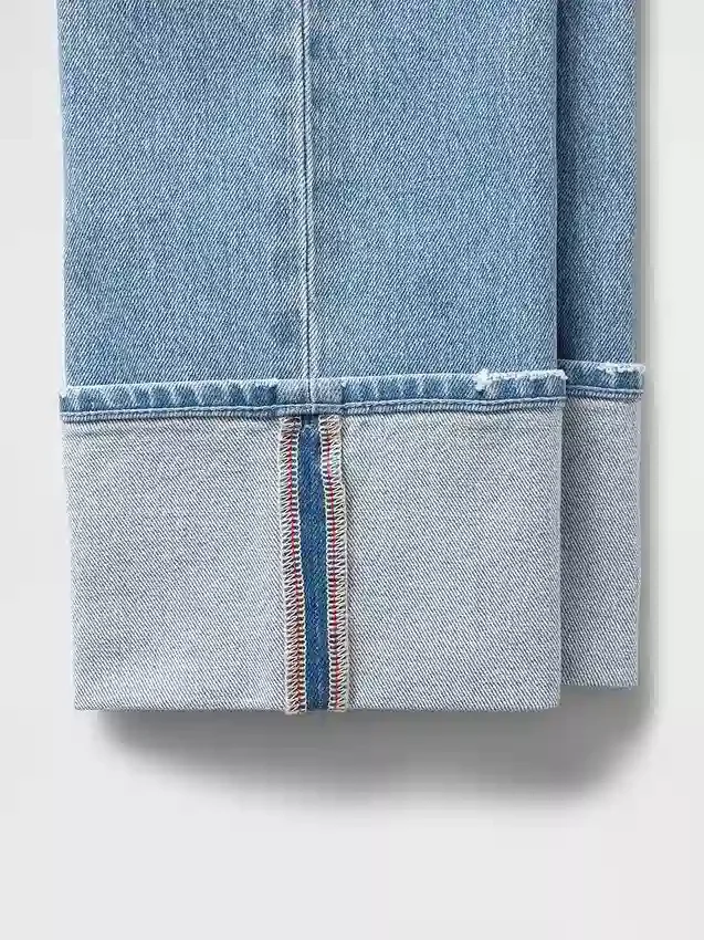 Slim Straight-jeans med hög midja och uppvikt benslut i 90-talsstil