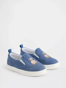 Slip-on-sneakers i denim för småbarn med Brannan Bear