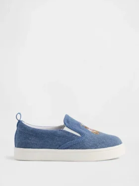Slip-on-sneakers i denim för småbarn med Brannan Bear