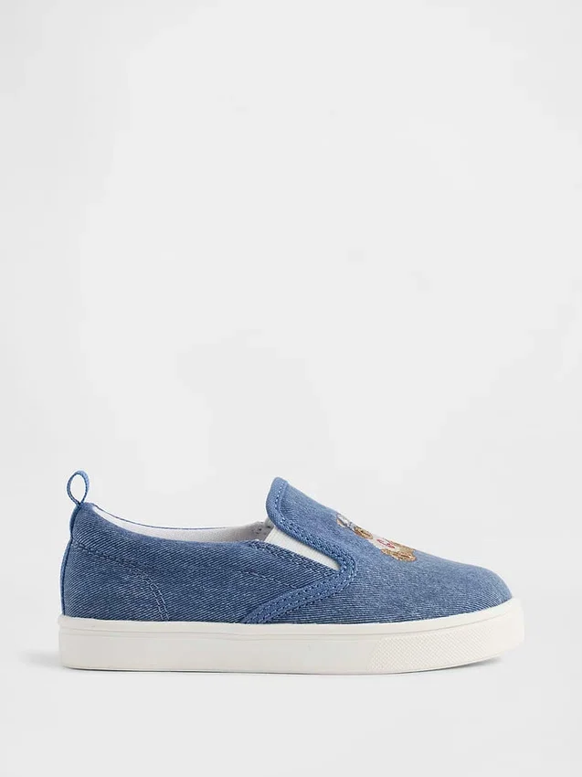 Slip-on-sneakers i denim för småbarn med Brannan Bear