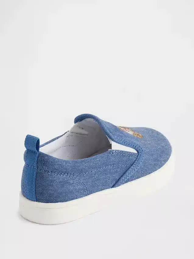 Slip-on-sneakers i denim för småbarn med Brannan Bear