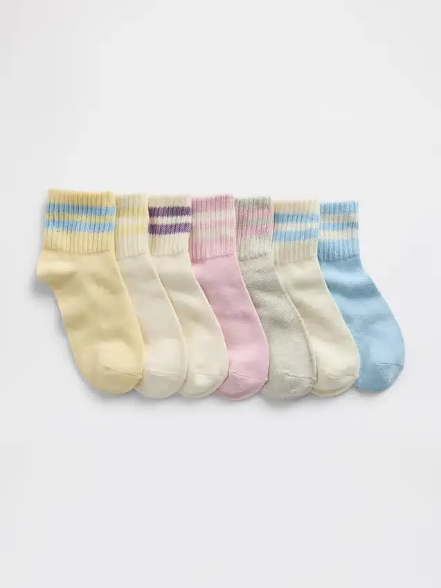 Slouchy Varsity-strumpor i kvartslängd för barn (7-pack)
