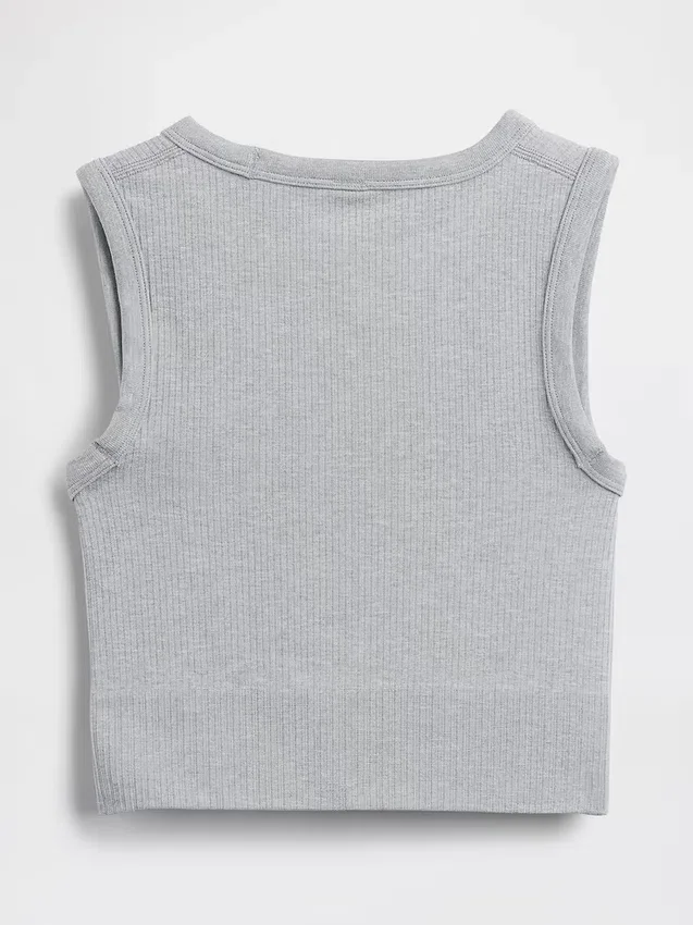 Sömlös, ribbad, kort topp