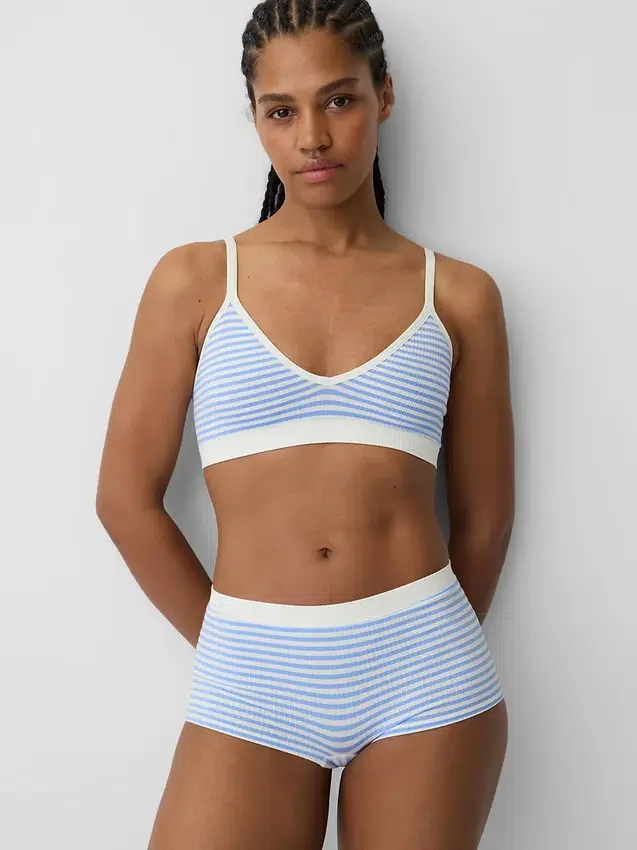 Sömlös, ribbad triangel-bralette