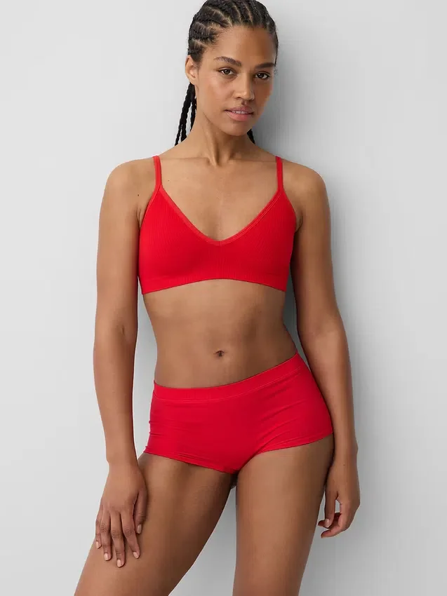 Sömlös, ribbad triangel-bralette