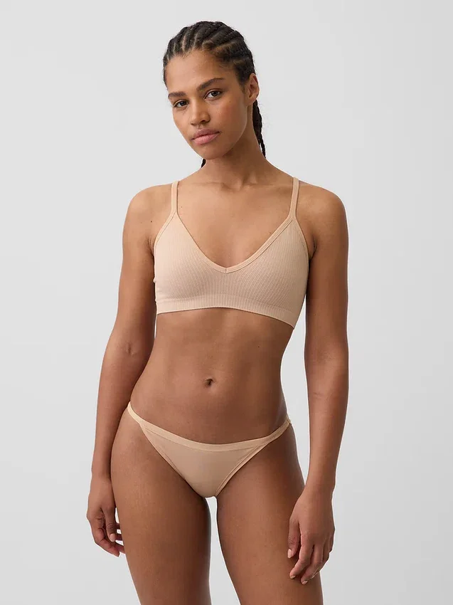 Sömlös, ribbad triangel-bralette