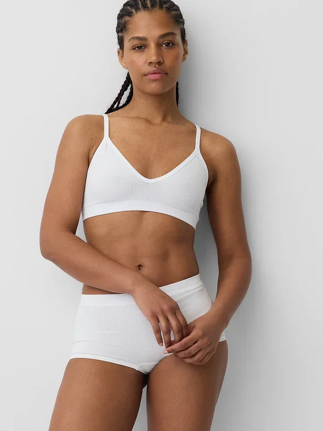 Sömlös, ribbad triangel-bralette