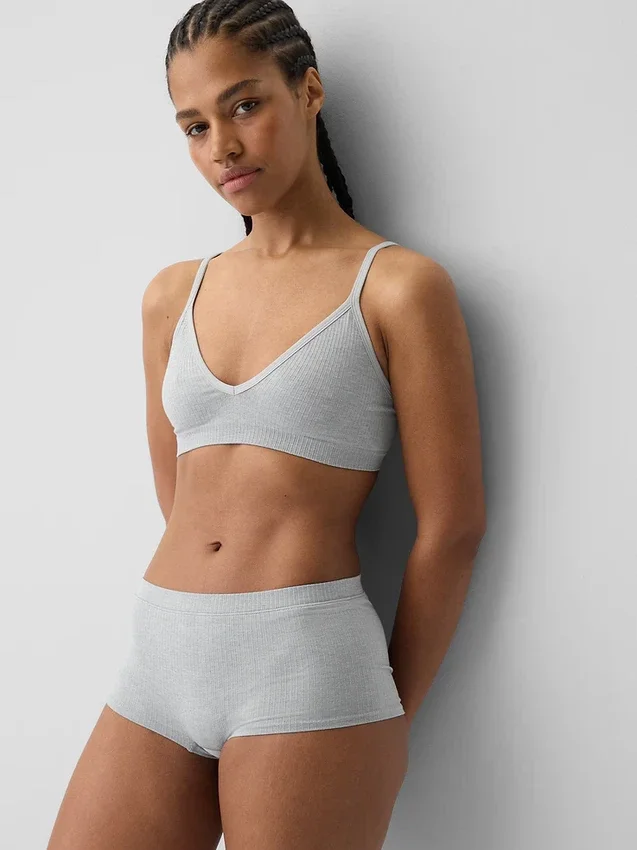 Sömlös, ribbad triangel-bralette