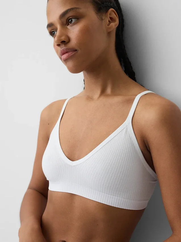 Sömlös, ribbad triangel-bralette