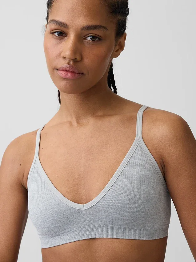 Sömlös, ribbad triangel-bralette