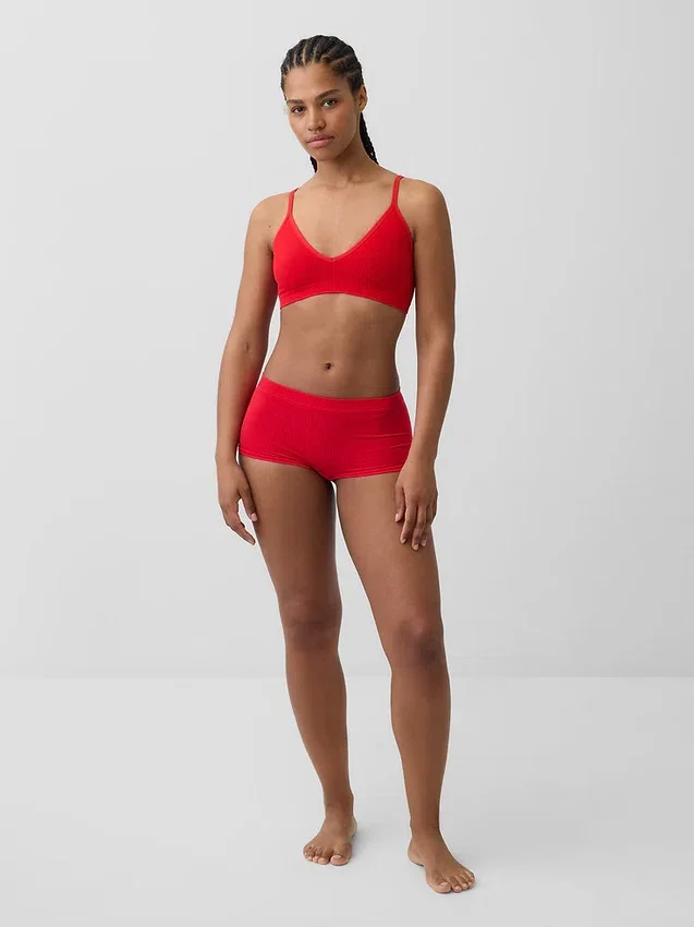 Sömlös, ribbad triangel-bralette