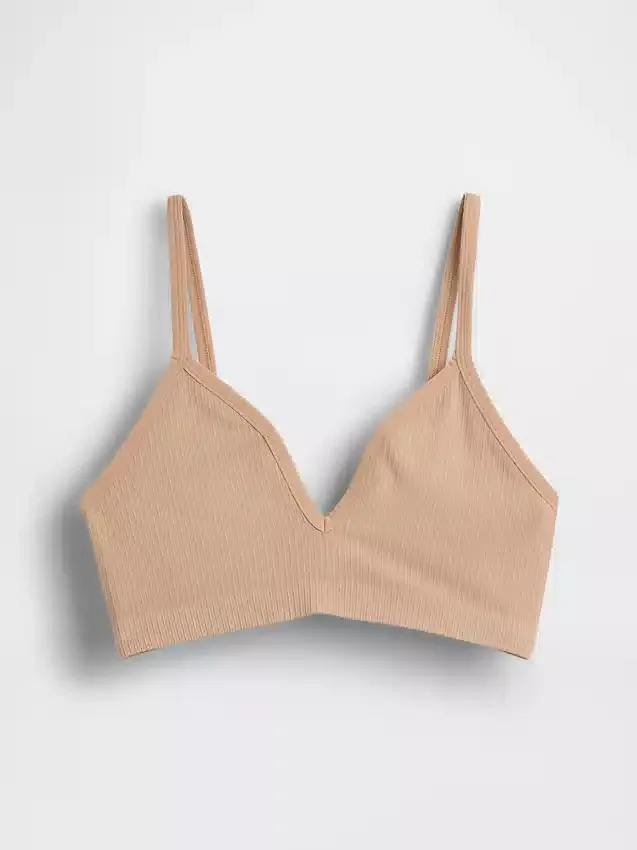 Sömlös, ribbad triangel-bralette
