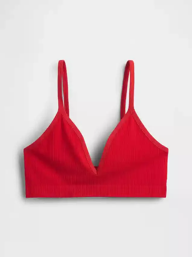 Sömlös, ribbad triangel-bralette