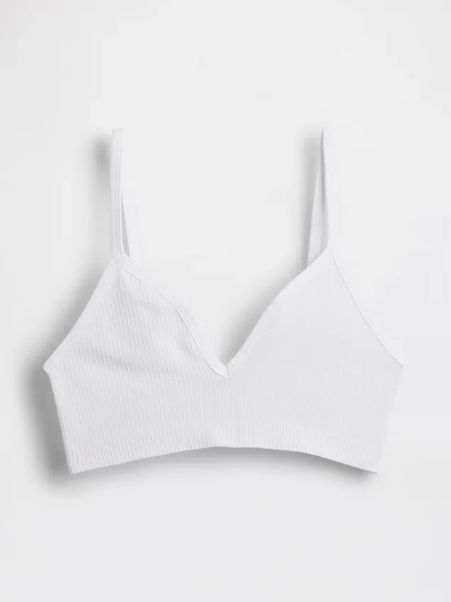 Sömlös, ribbad triangel-bralette