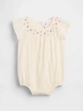 Smockad bodysuit med blommönster för spädbarn