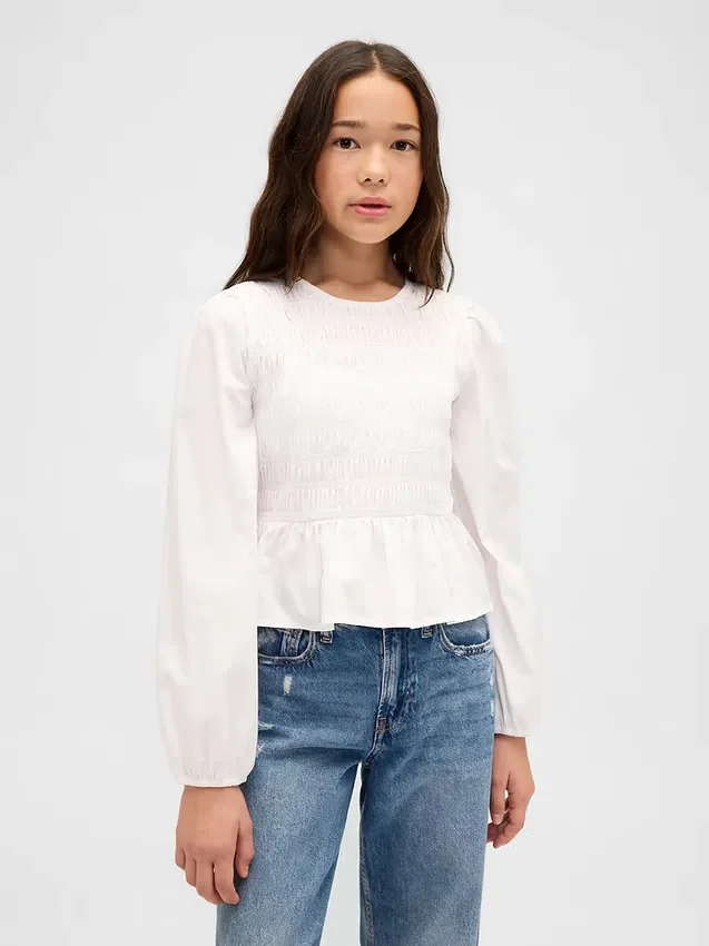 Smockad peplum-top för barn