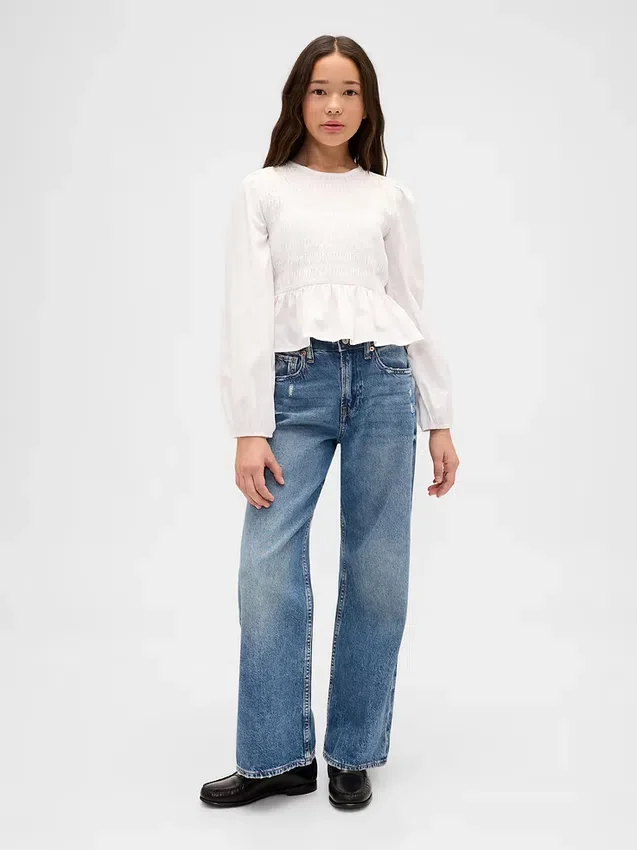 Smockad peplum-top för barn