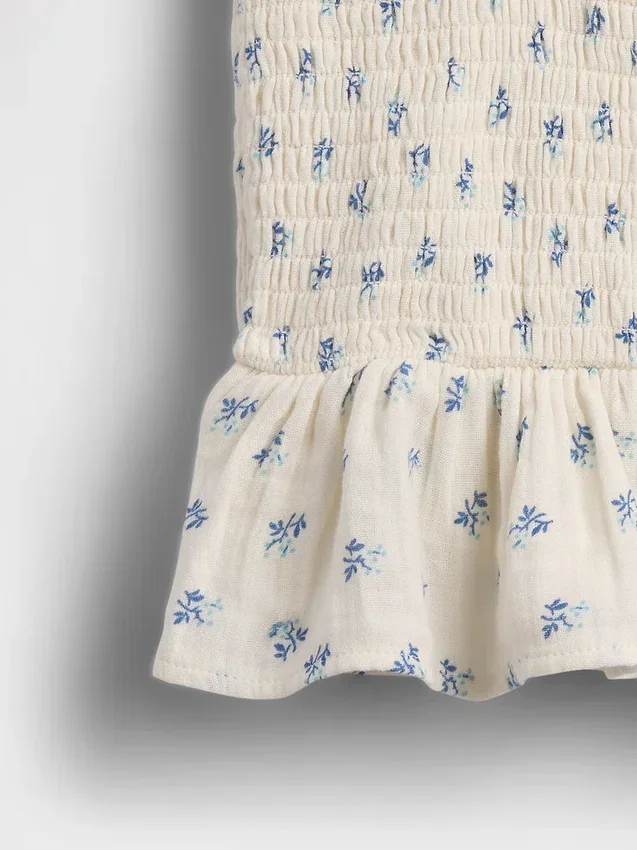 Smockad peplum-top i bomullsgasväv för barn
