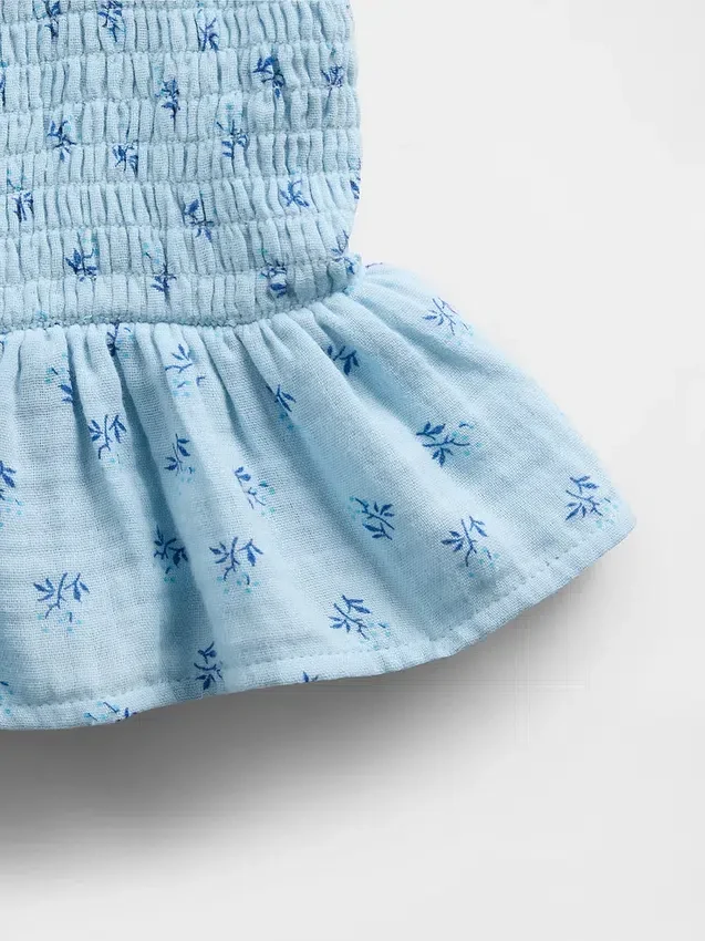 Smockad peplum-top i bomullsgasväv för barn