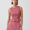 Smockad peplum-top i gingham