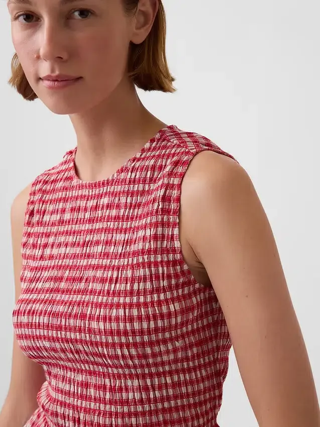 Smockad peplum-top i gingham