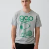 Snoopy-logotyp, T-shirt med avslappnad passform och tryck